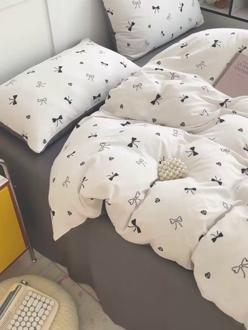 91家纺网 家纺一手货源 找家纺 王朝国际 2026新款爆款云感亚麻有氧双层纱皱皱双层纱四件套 告白