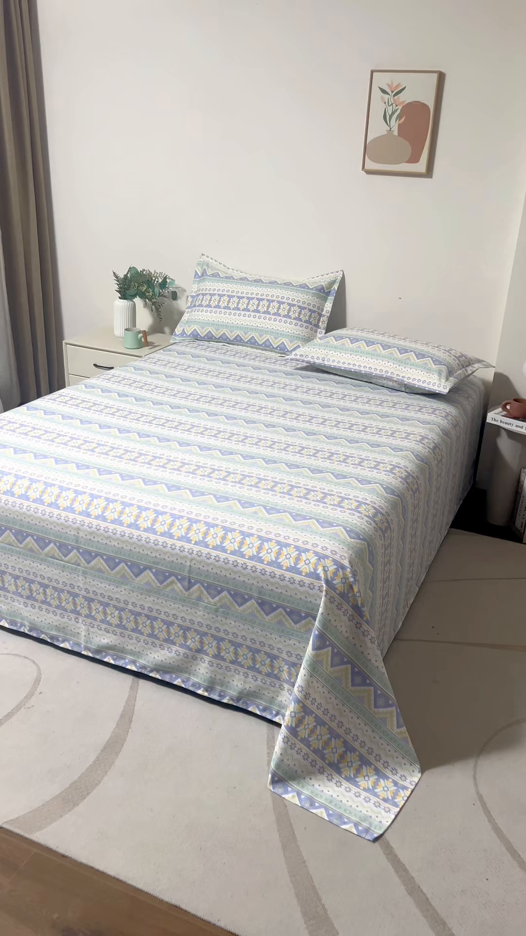 91家纺网 家纺一手货源 找家纺 居美良品 2025新款人字纹老粗布凉席席子单床单 床单单件 璀璨星河