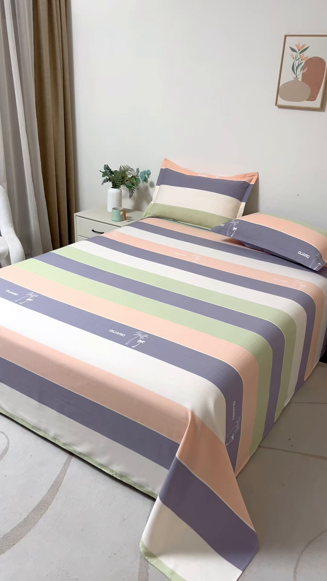 91家纺网 家纺一手货源 找家纺 居美良品 2025新款人字纹老粗布凉席席子单床单 床单单件 椰语织梦