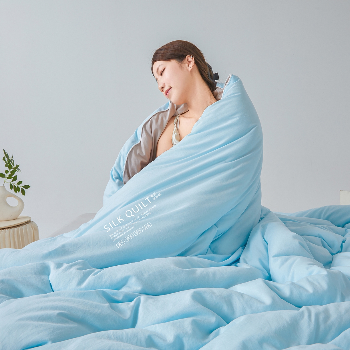 91家纺网 家纺一手货源 找家纺 芭芭棉家纺 2025新款深睡云亚朵同款星球被被子母被冬被芯 轻梦蓝