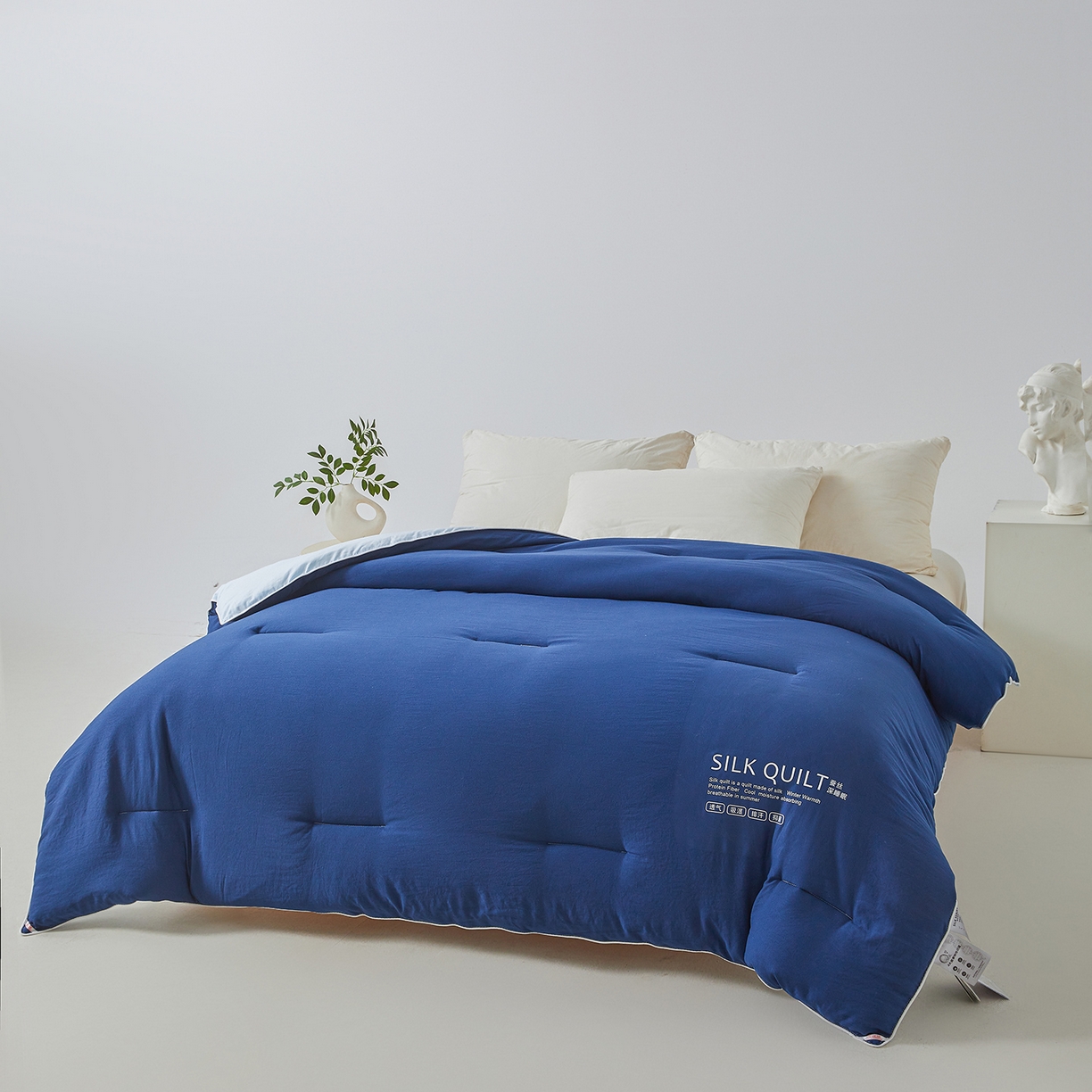 91家纺网 家纺一手货源 找家纺 芭芭棉家纺 2025新款深睡云亚朵同款星球被被子母被冬被芯 深睡蓝