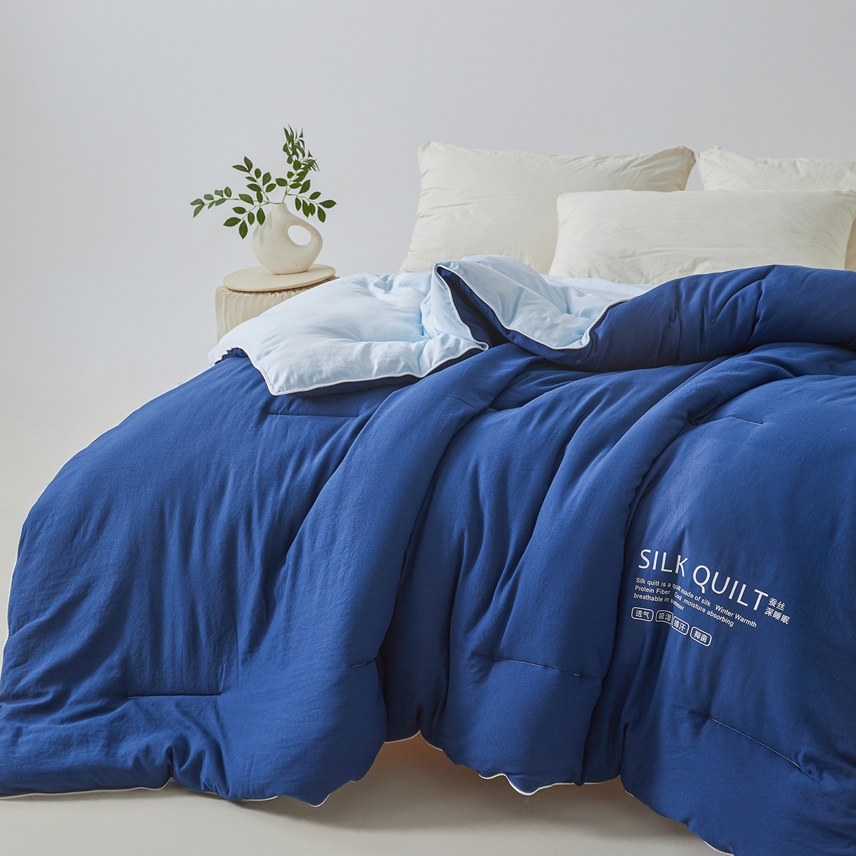 91家纺网 家纺一手货源 找家纺 芭芭棉家纺 2025新款深睡云亚朵同款星球被被子母被冬被芯 深睡蓝