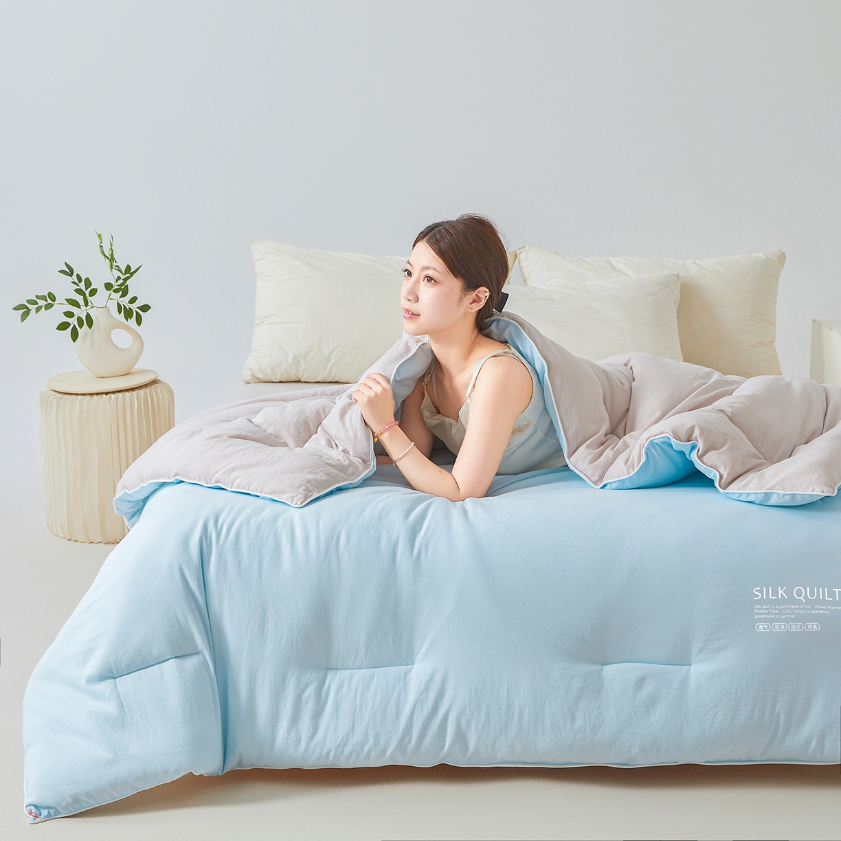 91家纺网 家纺一手货源 找家纺 芭芭棉家纺 2025新款深睡云亚朵同款星球被被子母被冬被芯 轻梦蓝