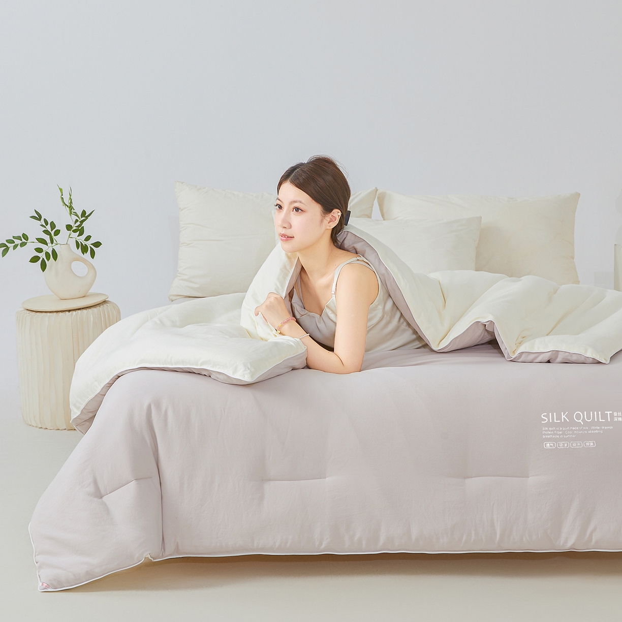 91家纺网 家纺一手货源 找家纺 芭芭棉家纺 2025新款深睡云亚朵同款星球被被子母被冬被芯 奶芙灰