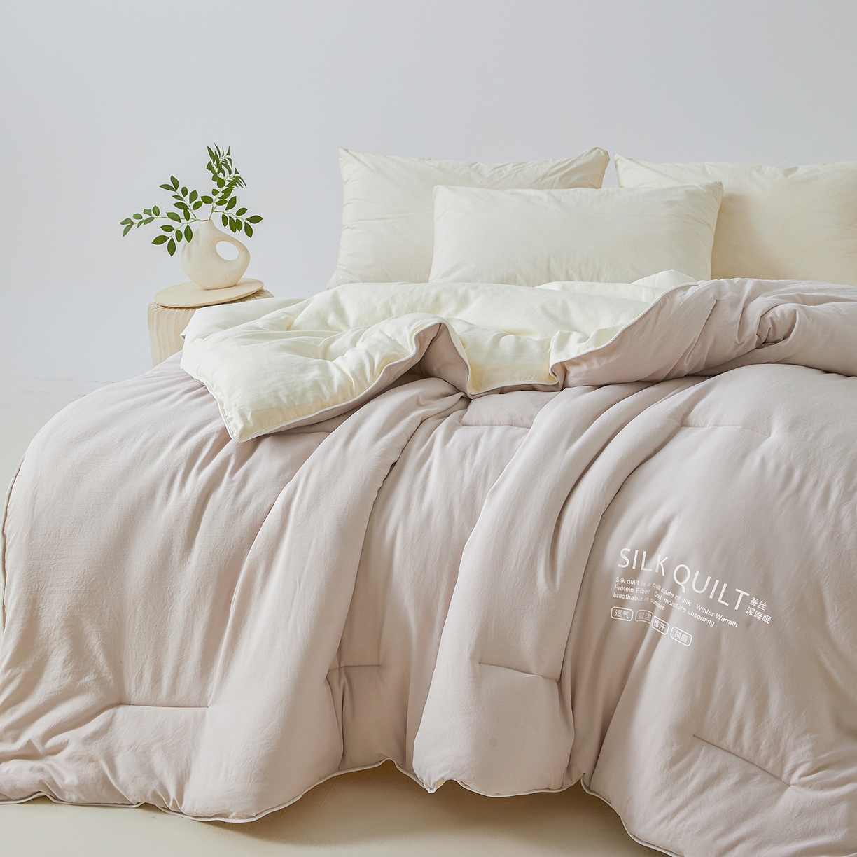 91家纺网 家纺一手货源 找家纺 芭芭棉家纺 2025新款深睡云亚朵同款星球被被子母被冬被芯 奶芙灰