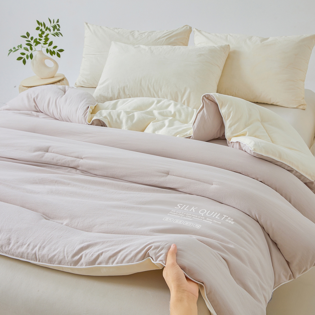 91家纺网 家纺一手货源 找家纺 芭芭棉家纺 2025新款深睡云亚朵同款星球被被子母被冬被芯 奶芙灰