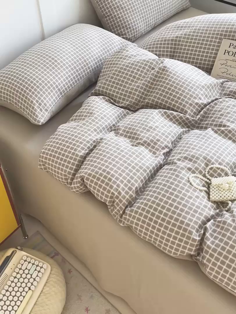 91家纺网 家纺一手货源 找家纺 王朝国际 2025新款爆款云感亚麻有氧双层纱皱皱双层纱四件套 素雅格