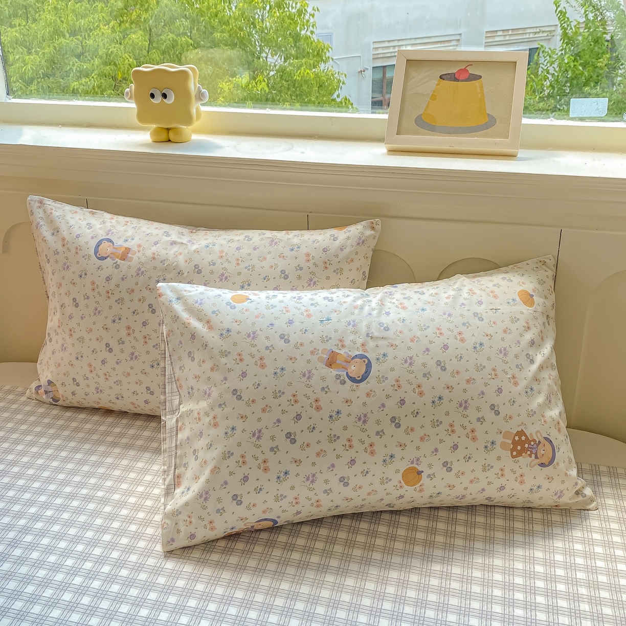 91家纺网 家纺一手货源 找家纺 黑马家居 2025新款13070全棉田园小清新单品枕套系列 童趣