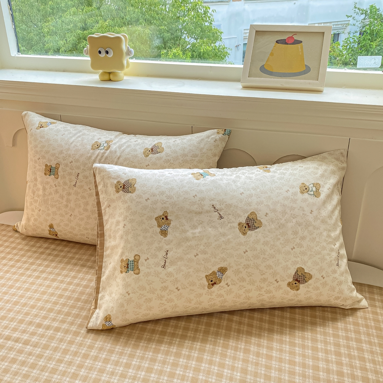 91家纺网 家纺一手货源 找家纺 黑马家居 2025新款13070全棉田园小清新单品枕套系列 小熊莉娜