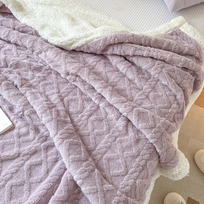 91家纺网 家纺一手货源 找家纺 悦织湾家纺 2025加厚保暖舒棉绒羊羔绒毛毯双面双层宽包边塔芙绒毯子休闲沙发盖毯小被子跨境专供外贸出口可定制 塔芙绒-豆沙紫