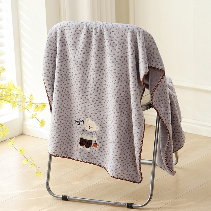 91家纺网 家纺一手货源 找家纺 （总）朴尔家纺-毛巾被 2025新款趣趣多毛巾绣勾边珊瑚绒速吸速干毛巾浴巾