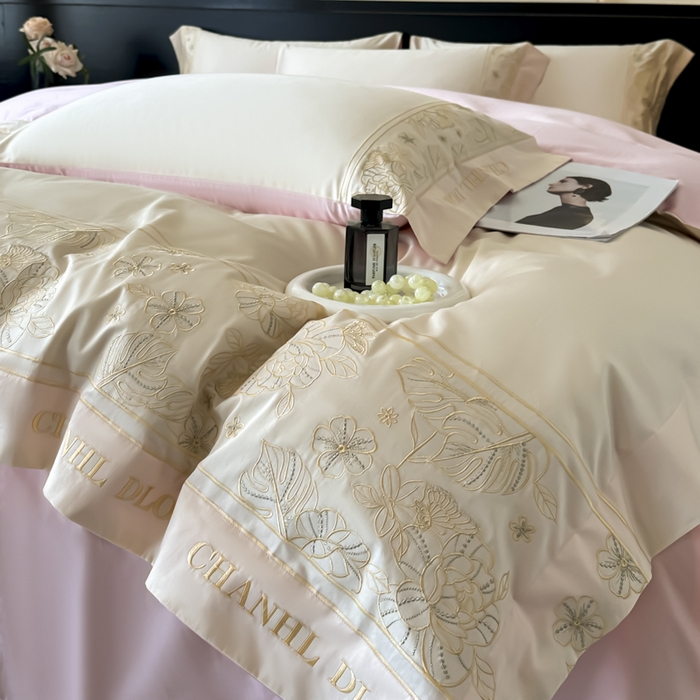 91家纺网 家纺一手货源 找家纺 （总）女子家纺 2025新款刺绣亲肤棉轻奢四件套-洛可可