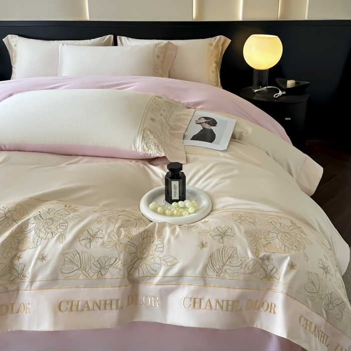 91家纺网 家纺一手货源 找家纺 （总）女子家纺 2025新款刺绣亲肤棉轻奢四件套-洛可可