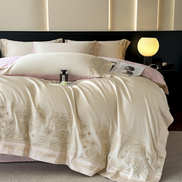 91家纺网 家纺一手货源 找家纺 （总）女子家纺 2025新款刺绣亲肤棉轻奢四件套-洛可可