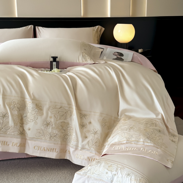 91家纺网 家纺一手货源 找家纺 （总）女子家纺 2025新款刺绣亲肤棉轻奢四件套-洛可可