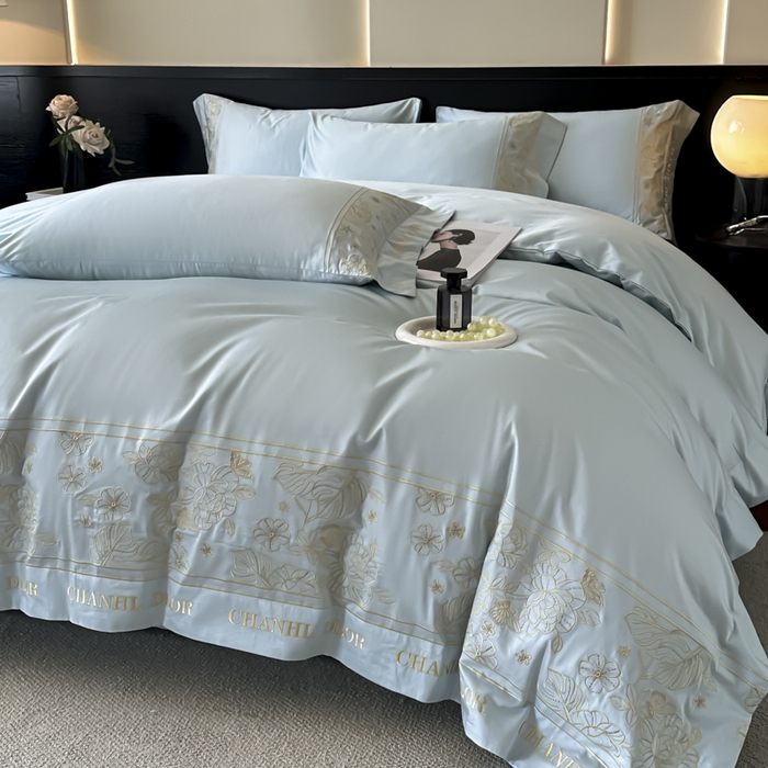 91家纺网 家纺一手货源 找家纺 （总）女子家纺 2025新款刺绣亲肤棉轻奢四件套-洛可可