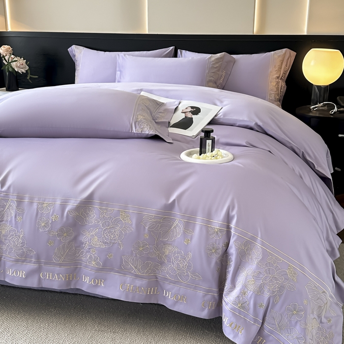 91家纺网 家纺一手货源 找家纺 （总）女子家纺 2025新款刺绣亲肤棉轻奢四件套-洛可可