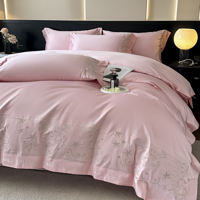 91家纺网 家纺一手货源 找家纺 （总）女子家纺 2025新款刺绣亲肤棉轻奢四件套-洛可可