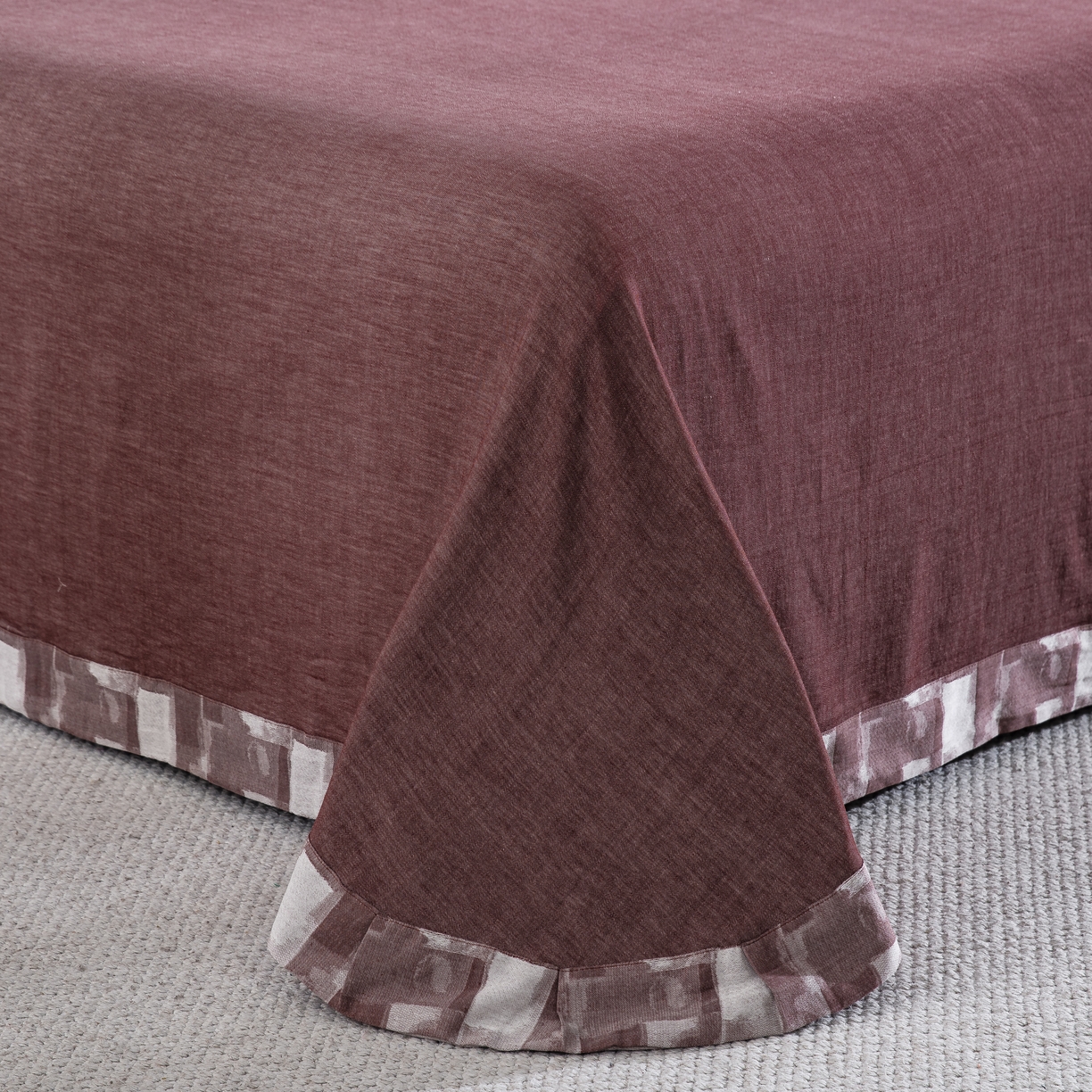 91家纺网 家纺一手货源 找家纺 鲁爱家纺供货 2025新款全棉色织提花四件套 都市万象-豆沙