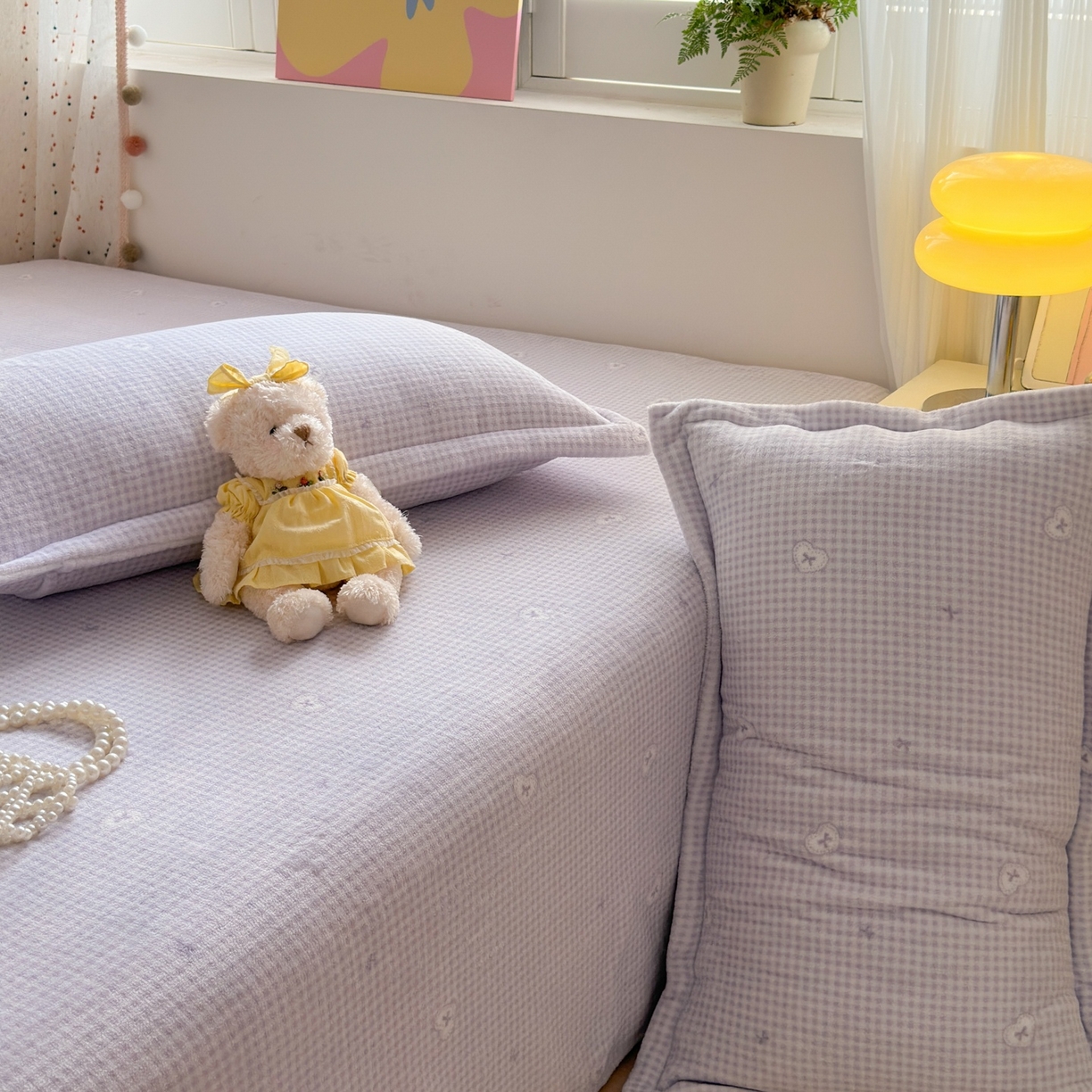 91家纺网 家纺一手货源 找家纺 芙绣家纺 2025新款印花高克重牛奶绒床单系列 爱心格格-浅紫