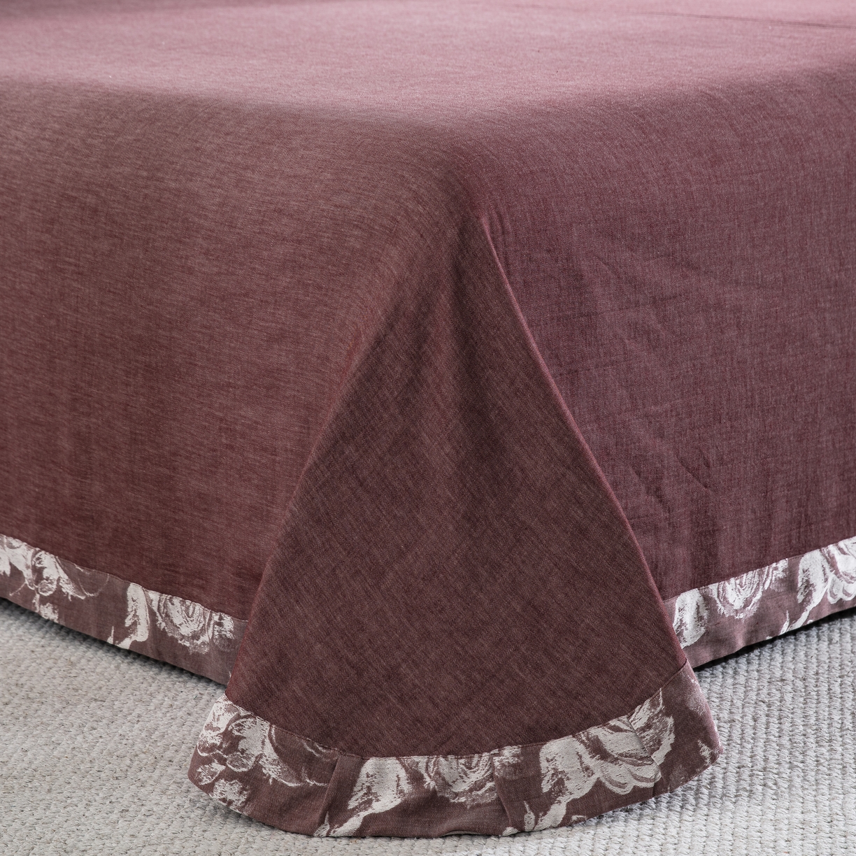 91家纺网 家纺一手货源 找家纺 鲁爱家纺供货 2025新款全棉色织提花四件套 玫瑰庄园-豆沙