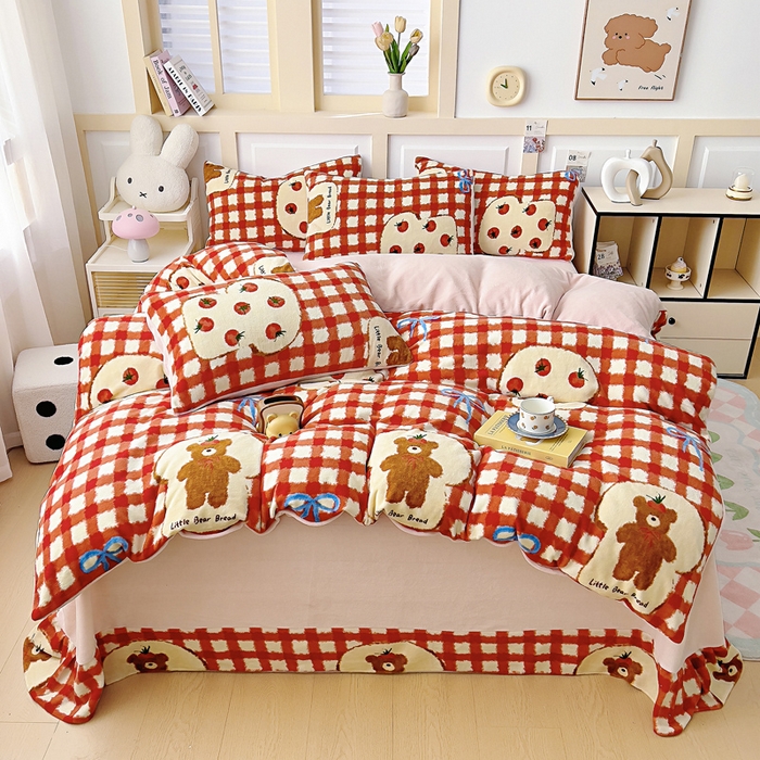 找底底家纺 2025新款牛奶绒四件套（日发50套优惠8元一套） 草莓熊