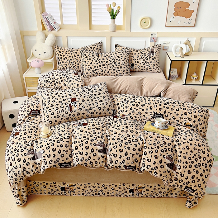 找底底家纺 2025新款牛奶绒四件套（日发50套优惠8元一套） 豹纹狗