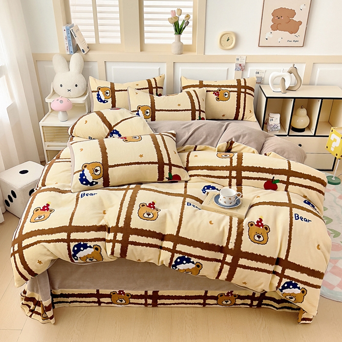 找底底家纺 2025新款牛奶绒四件套（日发50套优惠8元一套） 格子熊