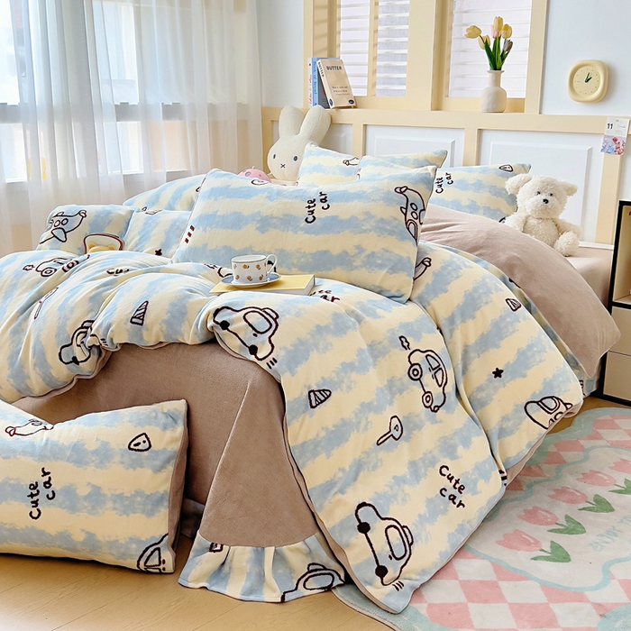 91家纺网 家纺一手货源 找家纺 找底底家纺 2025新款牛奶绒四件套（日发50套优惠8元一套） 海盐汽车