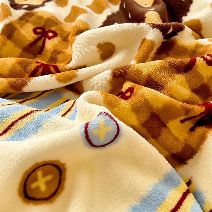 91家纺网 家纺一手货源 找家纺 找底底家纺 2025新款牛奶绒四件套（日发50套优惠8元一套） 焦糖布丁熊