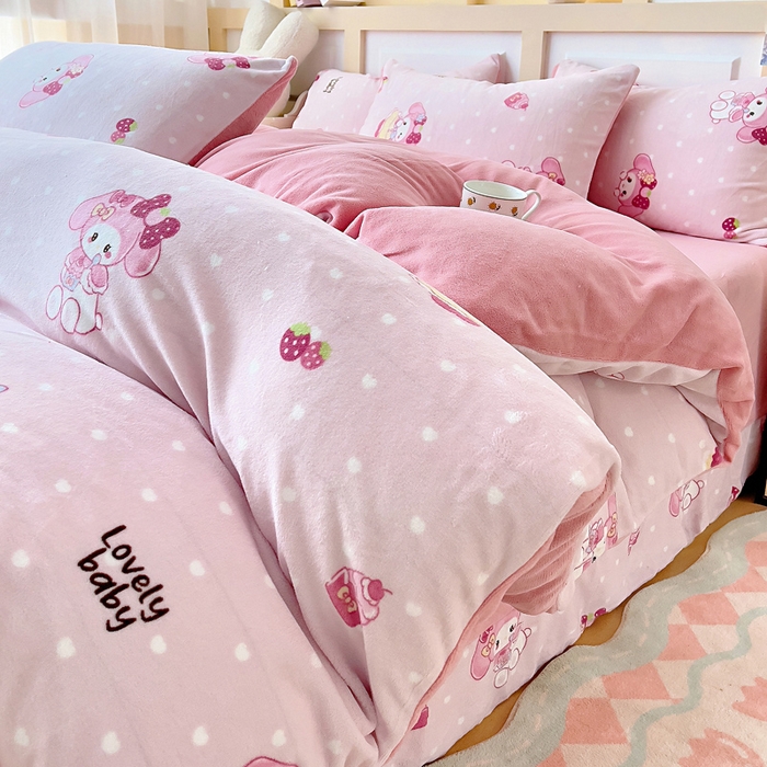 91家纺网 家纺一手货源 找家纺 找底底家纺 2025新款牛奶绒四件套（日发50套优惠8元一套） 美乐蒂