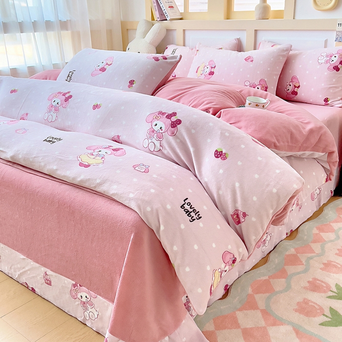 91家纺网 家纺一手货源 找家纺 找底底家纺 2025新款牛奶绒四件套（日发50套优惠8元一套） 美乐蒂