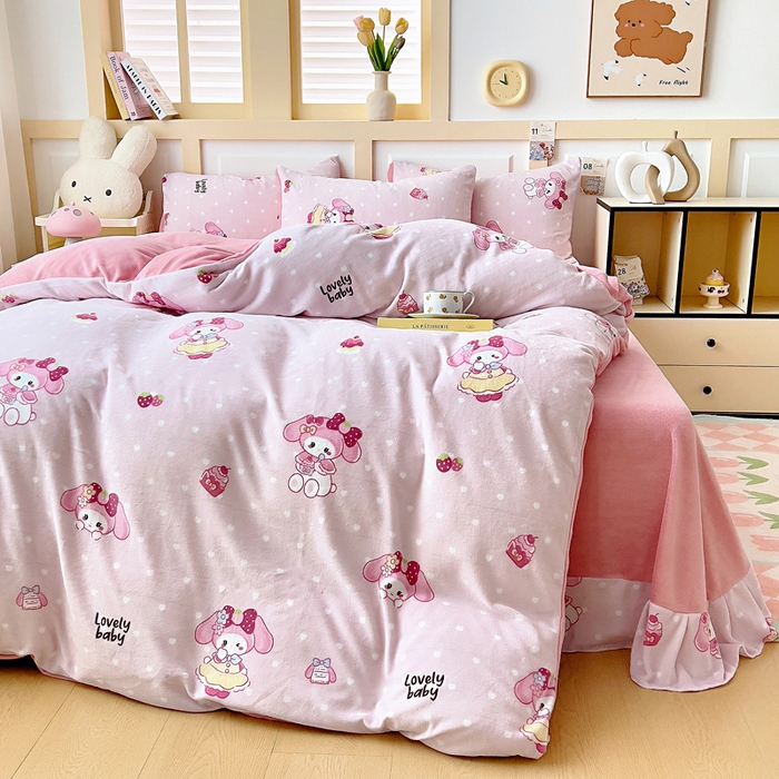 91家纺网 家纺一手货源 找家纺 找底底家纺 2025新款牛奶绒四件套（日发50套优惠8元一套） 美乐蒂