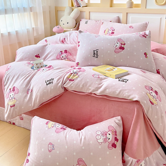 91家纺网 家纺一手货源 找家纺 找底底家纺 2025新款牛奶绒四件套（日发50套优惠8元一套） 美乐蒂