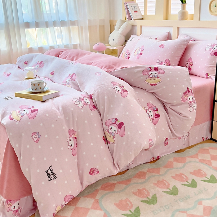 91家纺网 家纺一手货源 找家纺 找底底家纺 2025新款牛奶绒四件套（日发50套优惠8元一套） 美乐蒂