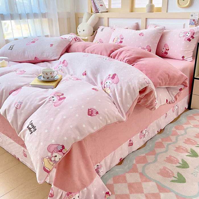 91家纺网 家纺一手货源 找家纺 找底底家纺 2025新款牛奶绒四件套（日发50套优惠8元一套） 美乐蒂