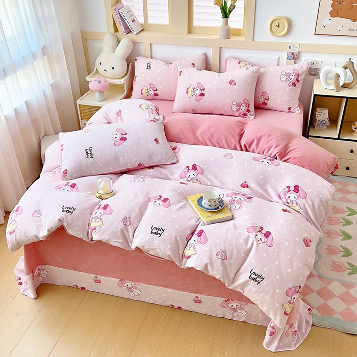 91家纺网 家纺一手货源 找家纺 找底底家纺 2025新款牛奶绒四件套（日发50套优惠8元一套） 美乐蒂