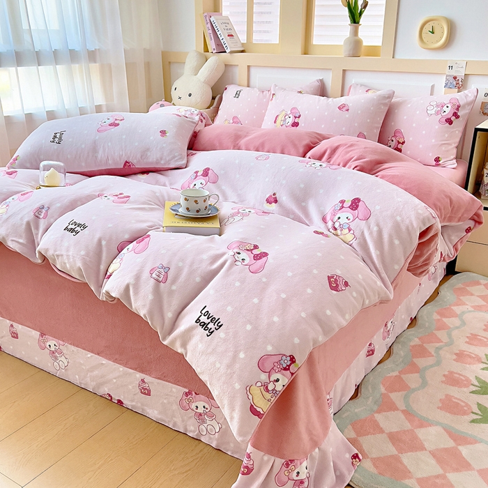 91家纺网 家纺一手货源 找家纺 找底底家纺 2025新款牛奶绒四件套（日发50套优惠8元一套） 美乐蒂