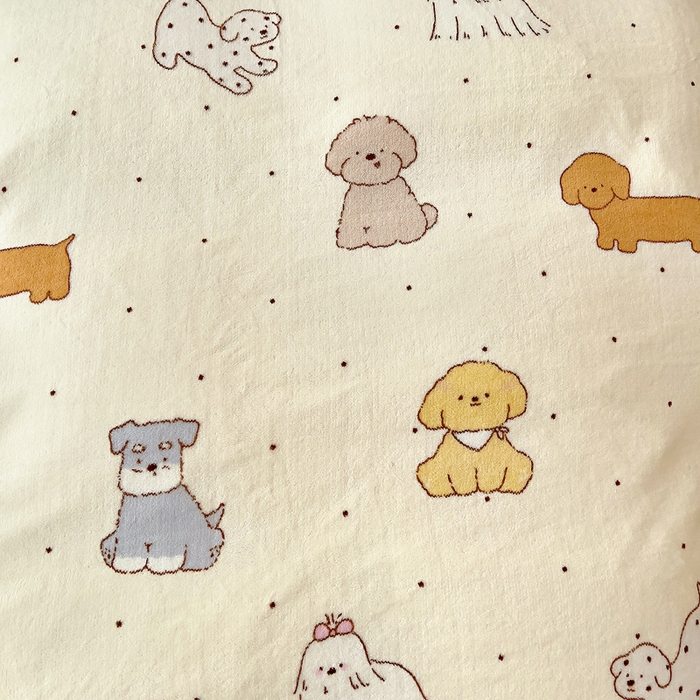 91家纺网 家纺一手货源 找家纺 找底底家纺 2025新款牛奶绒四件套（日发50套优惠8元一套） 奶黄小狗