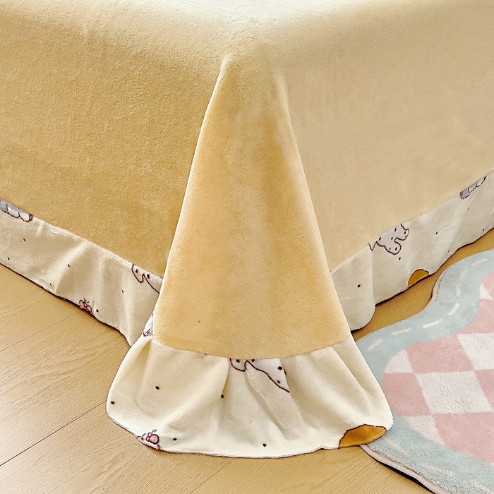 91家纺网 家纺一手货源 找家纺 找底底家纺 2025新款牛奶绒四件套（日发50套优惠8元一套） 奶黄小狗