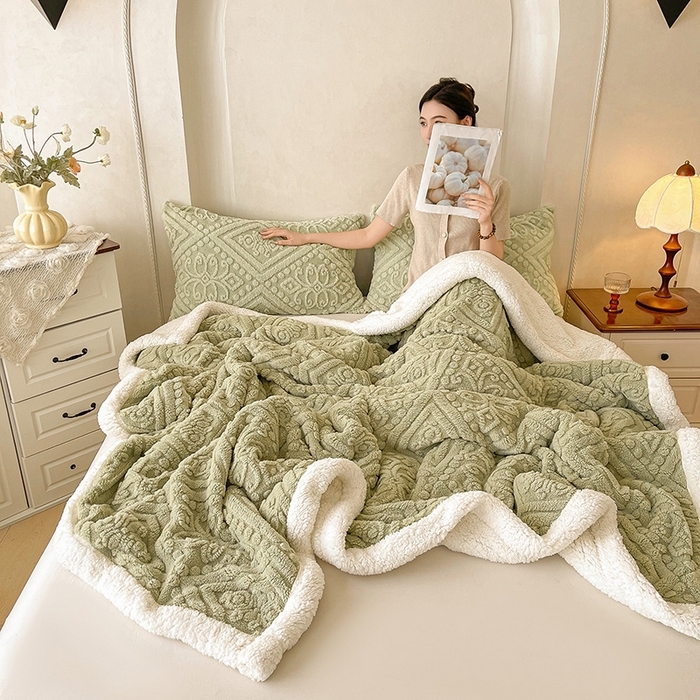 91家纺网 家纺一手货源 找家纺 （总）世纪绒品 2025新款欧式5D雕花绒多功能毛毯