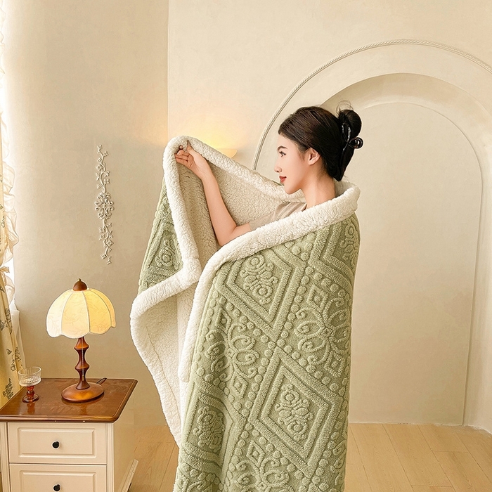 91家纺网 家纺一手货源 找家纺 （总）世纪绒品 2025新款欧式5D雕花绒多功能毛毯