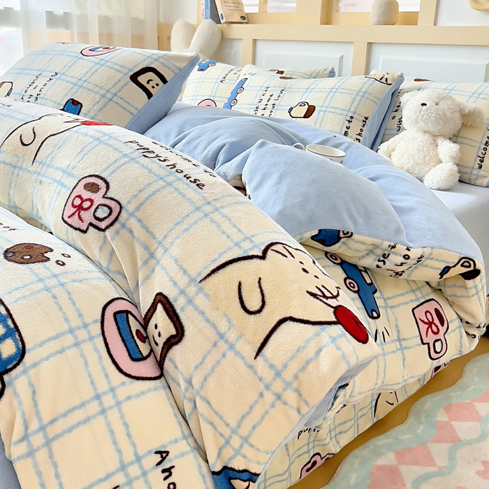 91家纺网 家纺一手货源 找家纺 找底底家纺 2025新款牛奶绒四件套（日发50套优惠8元一套） 奶糖小镇