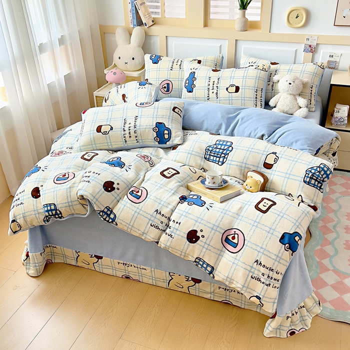 91家纺网 家纺一手货源 找家纺 找底底家纺 2025新款牛奶绒四件套（日发50套优惠8元一套） 奶糖小镇