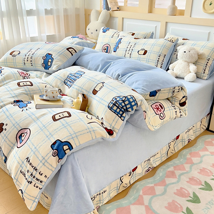 91家纺网 家纺一手货源 找家纺 找底底家纺 2025新款牛奶绒四件套（日发50套优惠8元一套） 奶糖小镇