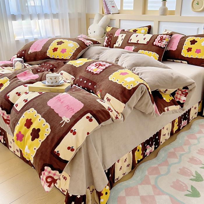 91家纺网 家纺一手货源 找家纺 找底底家纺 2025新款牛奶绒四件套（日发50套优惠8元一套） 巧克力布丁