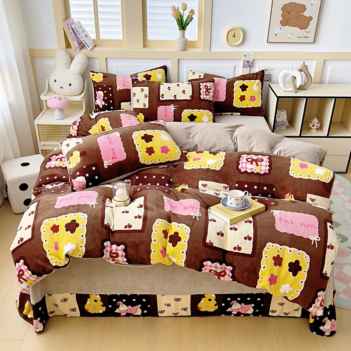 找底底家纺 2025新款牛奶绒四件套（日发50套优惠8元一套） 巧克力布丁