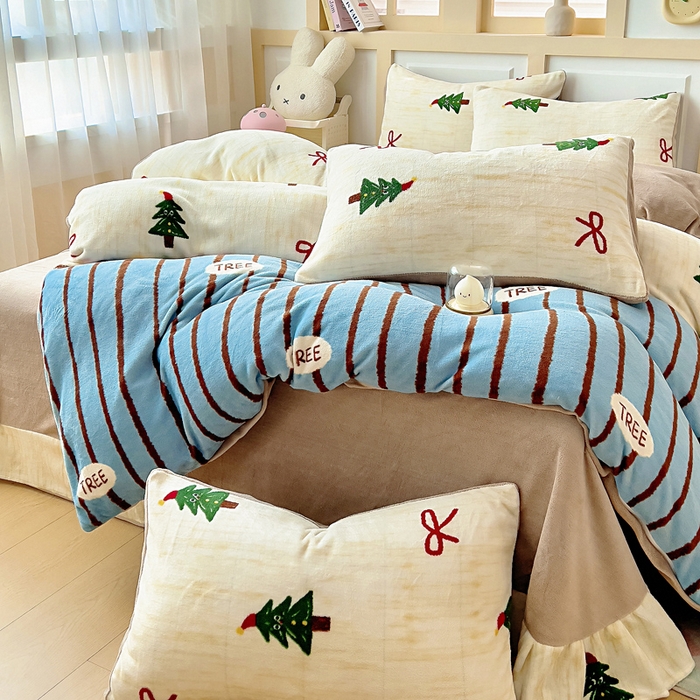 91家纺网 家纺一手货源 找家纺 找底底家纺 2025新款牛奶绒四件套（日发50套优惠8元一套） 圣诞派对