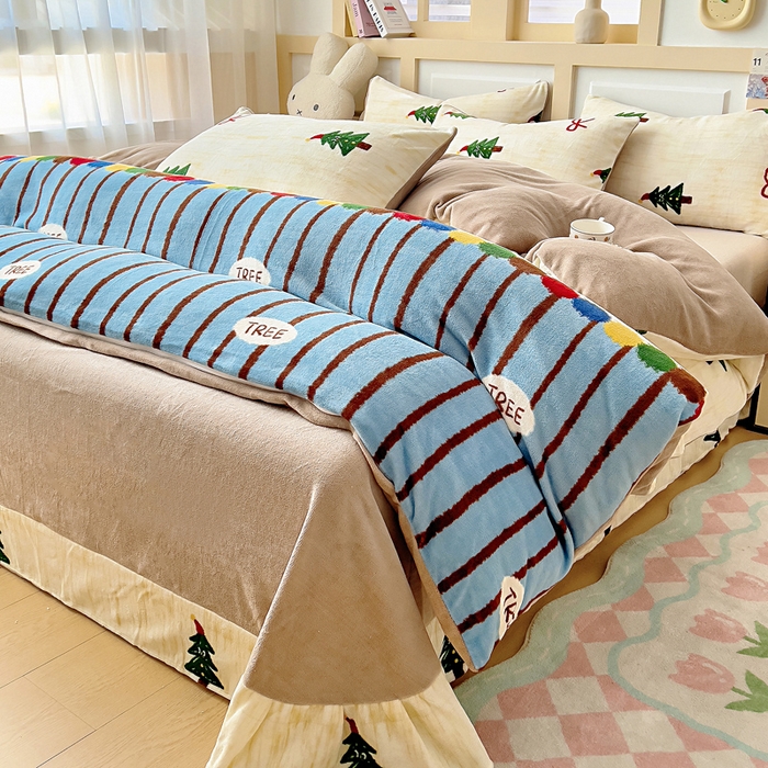 91家纺网 家纺一手货源 找家纺 找底底家纺 2025新款牛奶绒四件套（日发50套优惠8元一套） 圣诞派对