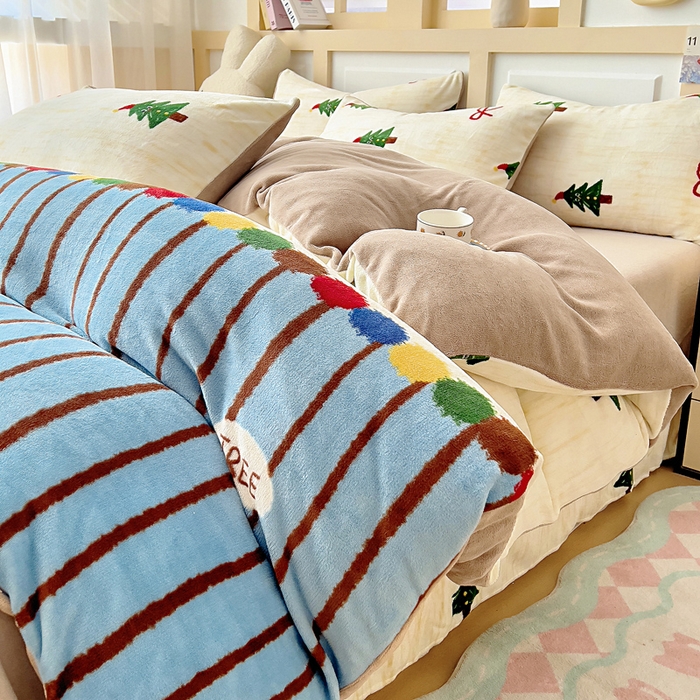 91家纺网 家纺一手货源 找家纺 找底底家纺 2025新款牛奶绒四件套（日发50套优惠8元一套） 圣诞派对